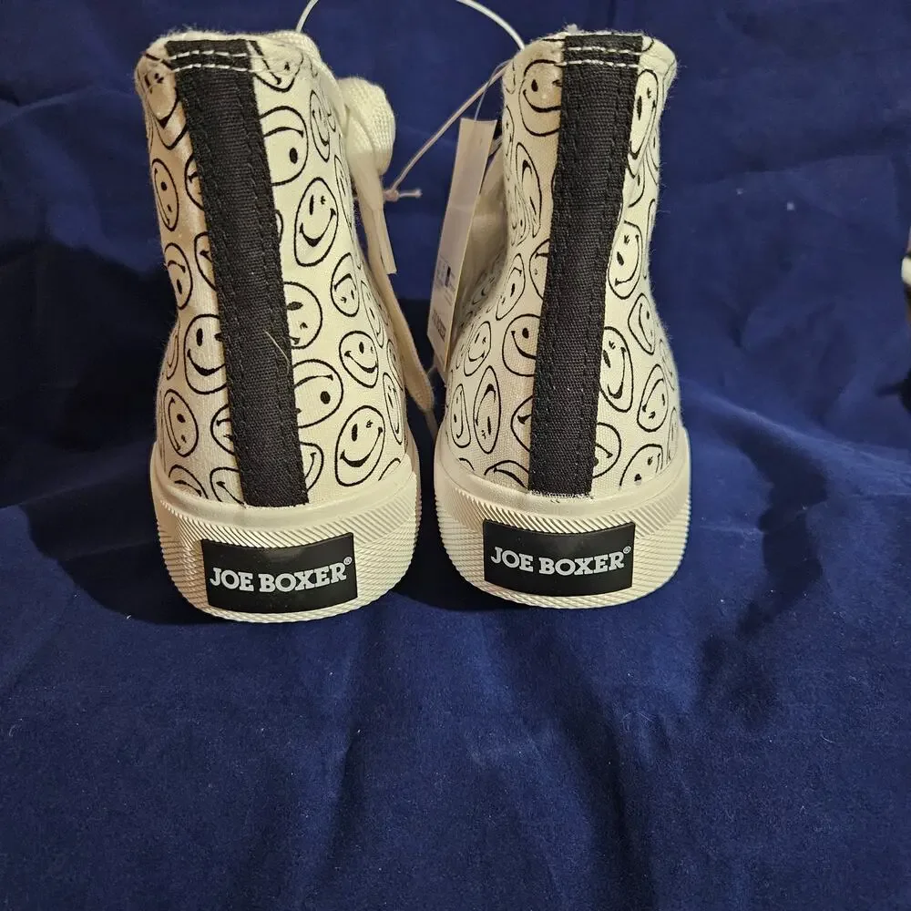 Joe Boxer Shoes Woman's Size 5 Smiley Face White High-Top Canvas
